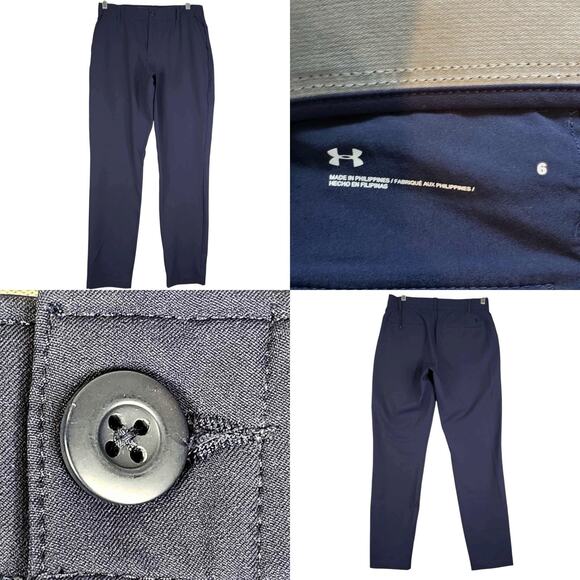 Under Armour Pants Womens Size 6 Navy Blue UA Links Golf High Rise Ankle New - Picture 1 of 8